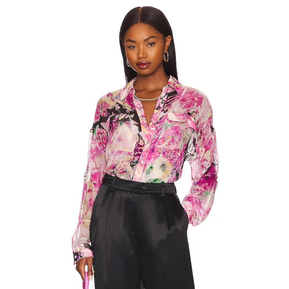 ROCOCO SAND Tessa Blouse in Black & Pink Floral